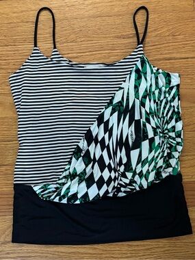 Baby Phat Tank Top Women’s Large Striped/Geometric Print Rare USA Y2K Vintage